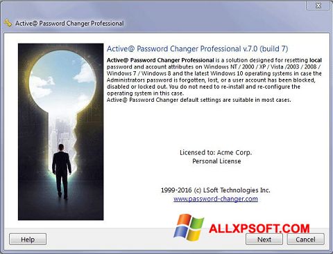 Snimak zaslona Active Password Changer Windows XP