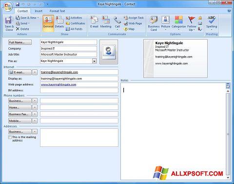 Snimak zaslona Microsoft Outlook Windows XP