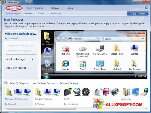 Snimak zaslona IconPackager Windows XP