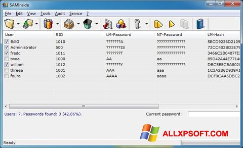 Snimak zaslona SAMInside Windows XP
