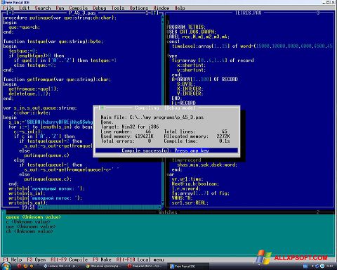 Snimak zaslona Free Pascal Windows XP