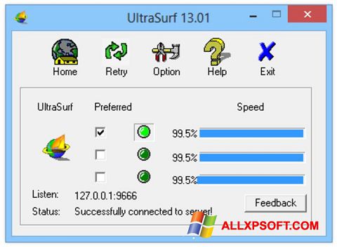 Snimak zaslona UltraSurf Windows XP