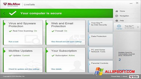 Snimak zaslona McAfee LiveSafe Windows XP
