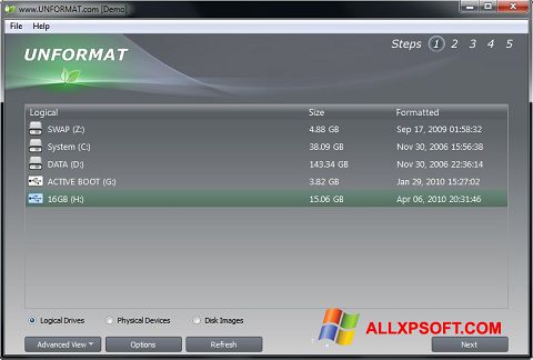 Snimak zaslona UNFORMAT Windows XP