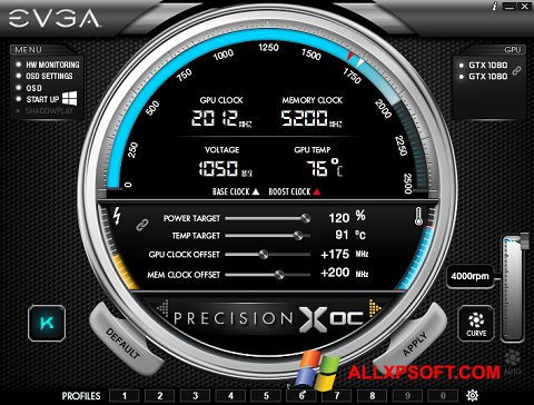 Snimak zaslona EVGA Precision Windows XP