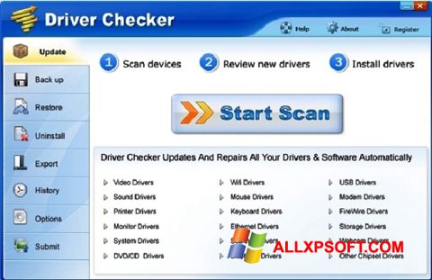 Snimak zaslona Driver Checker Windows XP