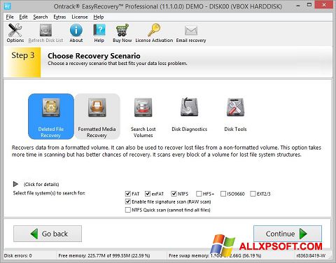 Snimak zaslona EasyRecovery Professional Windows XP