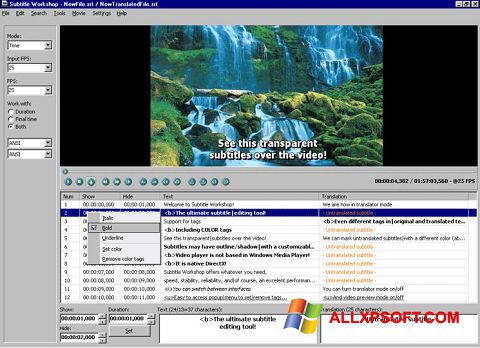 Snimak zaslona Subtitle Workshop Windows XP