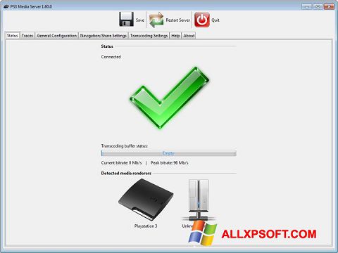 Snimak zaslona PS3 Media Server Windows XP