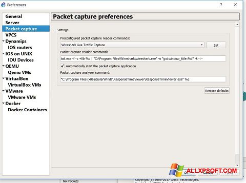 Snimak zaslona Wireshark Windows XP