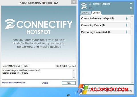 Snimak zaslona Connectify Pro Windows XP
