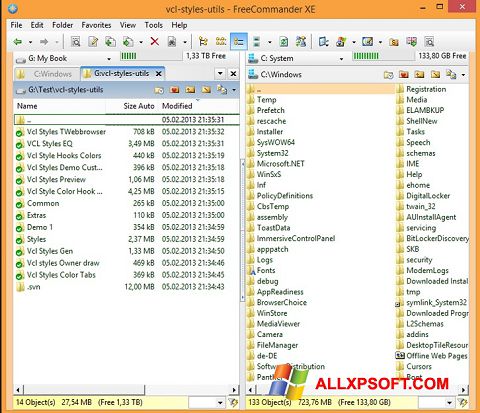 Snimak zaslona FreeCommander Windows XP