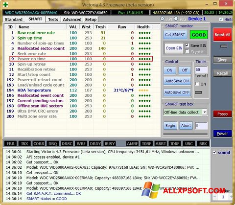 Snimak zaslona Victoria Windows XP