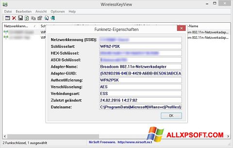 Snimak zaslona WirelessKeyView Windows XP