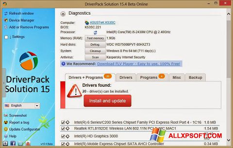 Snimak zaslona DriverPack Solution Online Windows XP