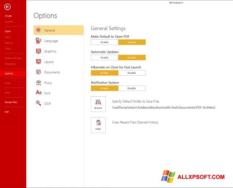 Snimak zaslona PDF Architect Windows XP