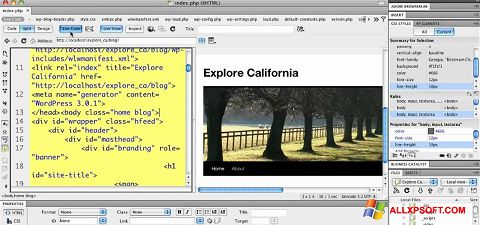 Snimak zaslona Adobe Dreamweaver Windows XP