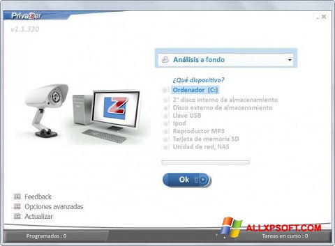 Snimak zaslona PrivaZer Windows XP