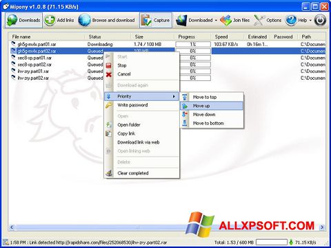 Snimak zaslona Mipony Windows XP