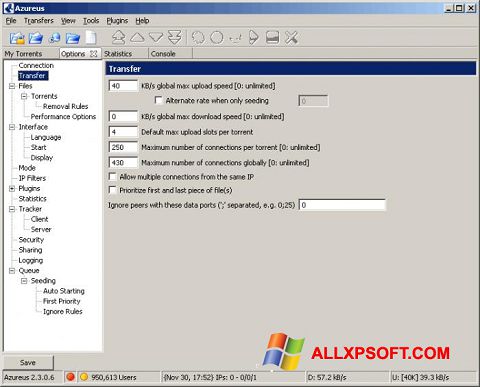 Snimak zaslona Vuze Windows XP
