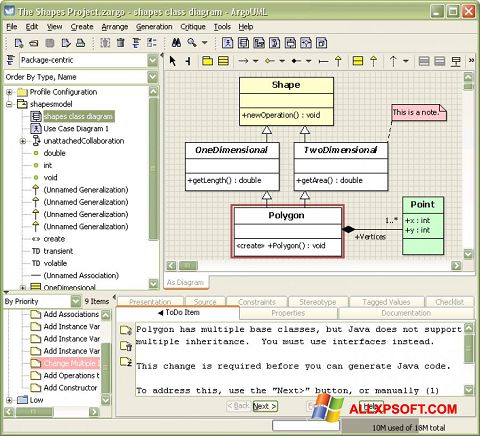 Snimak zaslona ArgoUML Windows XP