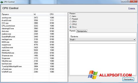 Snimak zaslona CPU-Control Windows XP