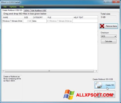 Snimak zaslona XBoot Windows XP