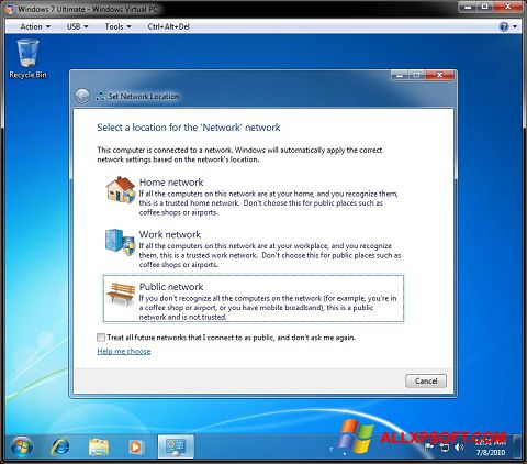 Snimak zaslona Windows Virtual PC Windows XP