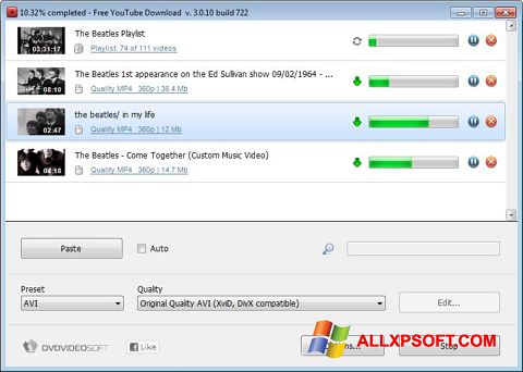 Snimak zaslona Free YouTube Download Windows XP