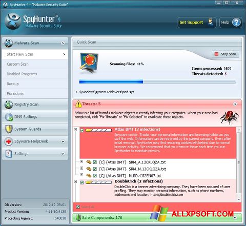 Snimak zaslona SpyHunter Windows XP