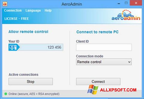 Snimak zaslona AeroAdmin Windows XP
