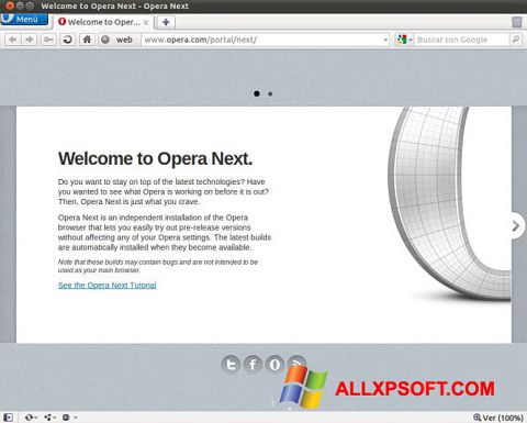 Snimak zaslona Opera Developer Windows XP